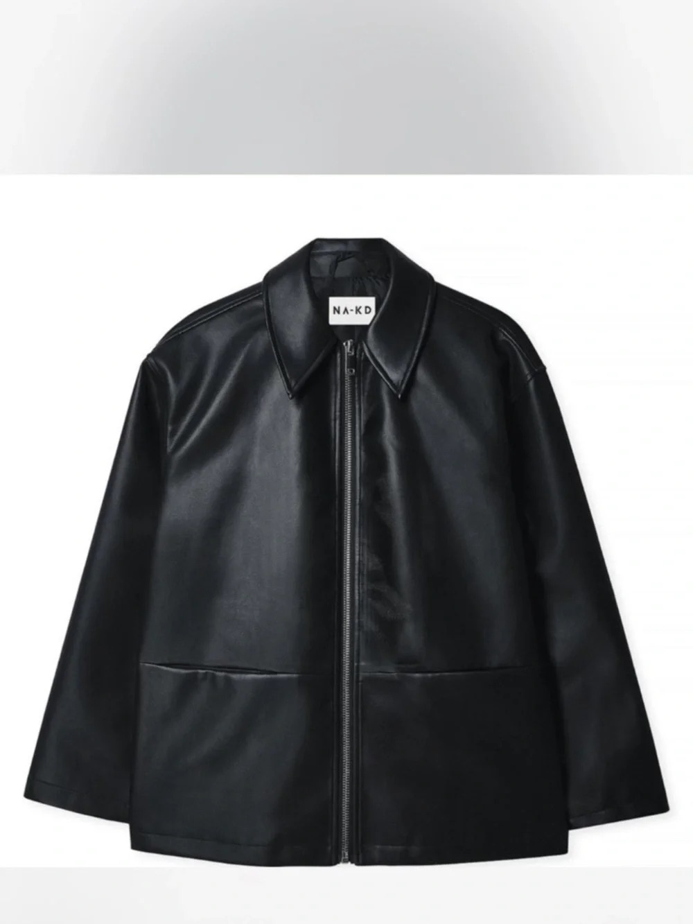 NA-KD Black Faux Leather Zip Shirt Jacket for Men